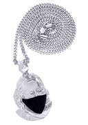 White Gold Plated Cuban Link Chain & Masked Benjamin Franklin Pendant | Appx. 32.1 Grams