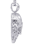 White Gold Plated Cuban Link Chain & Masked Benjamin Franklin Pendant | Appx. 31.7 Grams