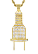 Mens Gold Plated Rope Chain & Plug Pendant | Appx. 23.7 Grams