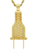 Mens Gold Plated Rope Chain & Plug Pendant | Appx. 23.7 Grams