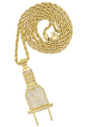 Mens Gold Plated Rope Chain & Plug Pendant | Appx. 23.7 Grams