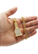 Mens Gold Plated Rope Chain & Plug Pendant | Appx. 23.7 Grams