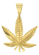 Mens Gold Plated Marihuana Leaf Pendant | 9.4 Grams