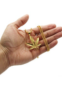 Mens Gold Plated Franco Chain & Marihuana Leaf Pendant | Appx. 17.4 Grams