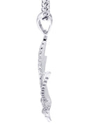 White Gold Plated Cuban Link Chain & Marihuana Leaf Pendant | Appx. 17.4 Grams