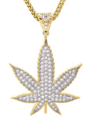 Mens Gold Plated Franco Chain & Marihuana Leaf Pendant | Appx. 21.6 Grams