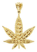 Mens Gold Plated Marijuana Leaf Pendant | 13.6 Grams