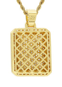 Mens Gold Plated Rope Chain & Dog Tag Pendant | Appx. 21.5 Grams