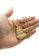 Mens Gold Plated Franco Chain & Jesus Piece Chain | Appx. 22.1 Grams