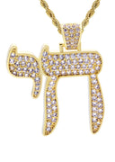 Mens Gold Plated Rope Chain & Chai  Pendant | Appx. 19.4 Grams
