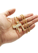 Mens Gold Plated Rope Chain & Chai  Pendant | Appx. 19.4 Grams