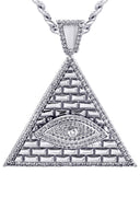 White Gold Plated Cuban Link Chain & Illuminate Pendant | Appx. 27.3 Grams