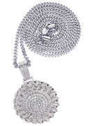 White Gold Plated Cuban Link Chain & Dog Tag Pendant | Appx. 28 Grams