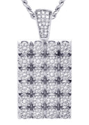 White Gold Plated Cuban Link Chain & Dog Tag Pendant | Appx. 40.2 Grams