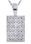 White Gold Plated Cuban Link Chain & Dog Tag Pendant | Appx. 40.2 Grams