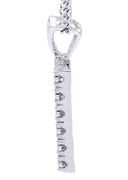 White Gold Plated Cuban Link Chain & Dog Tag Pendant | Appx. 40.2 Grams