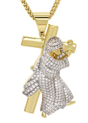 Mens Gold Plated Franco Chain & Cross Pendant | Appx. 14.4 Grams