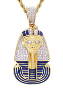 Mens Gold Plated Rope Chain & Pharaoh Pendant | Appx. 16 Grams