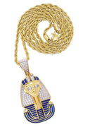 Mens Gold Plated Rope Chain & Pharaoh Pendant | Appx. 16 Grams