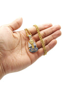 Mens Gold Plated Rope Chain & Pharaoh Pendant | Appx. 16 Grams