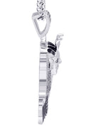 White Gold Plated Cuban Link Chain & Pharaoh Pendant | Appx. 16 Grams