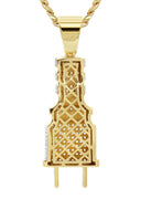 Mens Gold Plated Cuban Link Chain & Plug Pendant | Appx. 19.8 Grams