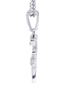 White Gold Plated Cuban Link Chain & Gun Pendant | Appx. 31.9 Grams