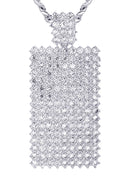 White Gold Plated Cuban Link Chain & Dog Tag Pendant | Appx. 28 Grams