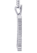 White Gold Plated Cuban Link Chain & Dog Tag Pendant | Appx. 28 Grams