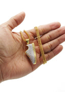 Mens Gold Plated Franco Chain & Sneaker Pendant | Appx. 30.9 Grams