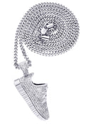 White Gold Plated Cuban Link Chain & Sneaker Pendant | Appx. 30.9 Grams