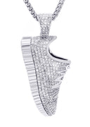 White Gold Plated Cuban Link Chain & Sneaker Pendant | Appx. 30.9 Grams