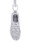 White Gold Plated Cuban Link Chain & Sneaker Pendant | Appx. 30.9 Grams