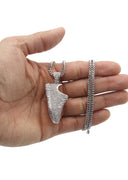 White Gold Plated Cuban Link Chain & Sneaker Pendant | Appx. 30.9 Grams
