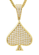 Mens Gold Plated Franco Chain & Ace of Spades Pendant | Appx. 15.9 Grams