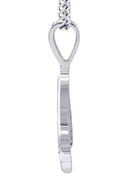 White Gold Plated Cuban Link Chain & Ace of Spades Pendant | Appx. 15.9 Grams