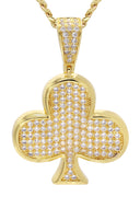 Mens Gold Plated Cuban Link Chain & Clover Pendant | Appx. 18.8 Grams