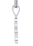 White Gold Plated Cuban Link Chain & Trebol Pendant | Appx. 18.8 Grams