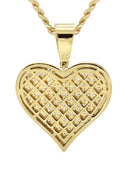 Mens Gold Plated Cuban Link Chain & Heart Pendant | Appx. 19.5 Grams