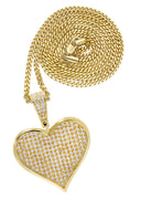 Mens Gold Plated Cuban Link Chain & Heart Pendant | Appx. 19.5 Grams