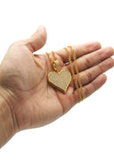 Mens Gold Plated Cuban Link Chain & Heart Pendant | Appx. 19.5 Grams