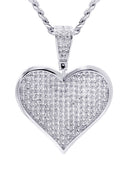 White Gold Plated Cuban Link Chain & Heart Pendant | Appx. 19.5 Grams