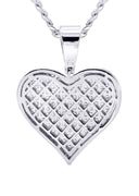 White Gold Plated Cuban Link Chain & Heart Pendant | Appx. 19.5 Grams