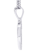 White Gold Plated Cuban Link Chain & Heart Pendant | Appx. 19.5 Grams