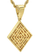 Mens Gold Plated Rope Chain & Iced Out Pendant | Appx. 16.1 Grams