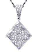 White Gold Plated Cuban Link Chain & Iced Out Pendant | Appx. 16.1 Grams