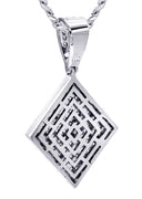 White Gold Plated Cuban Link Chain & Iced Out Pendant | Appx. 16.1 Grams