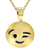 Mens Gold Plated Cuban Link Chain & Emoji Pendant | Appx. 14.3 Grams