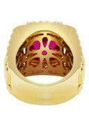 Mens Gold Plated Ruby Ring | 20 Grams