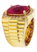 Mens Gold Plated Ruby Ring | 20 Grams